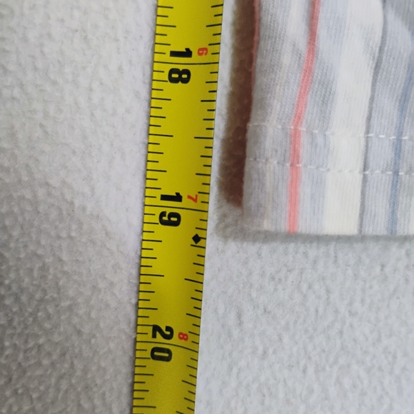 Women's White Striped Cotton Cropped Pajama Pants with Pink & Light Blue Stripes - Picture 10 of 10